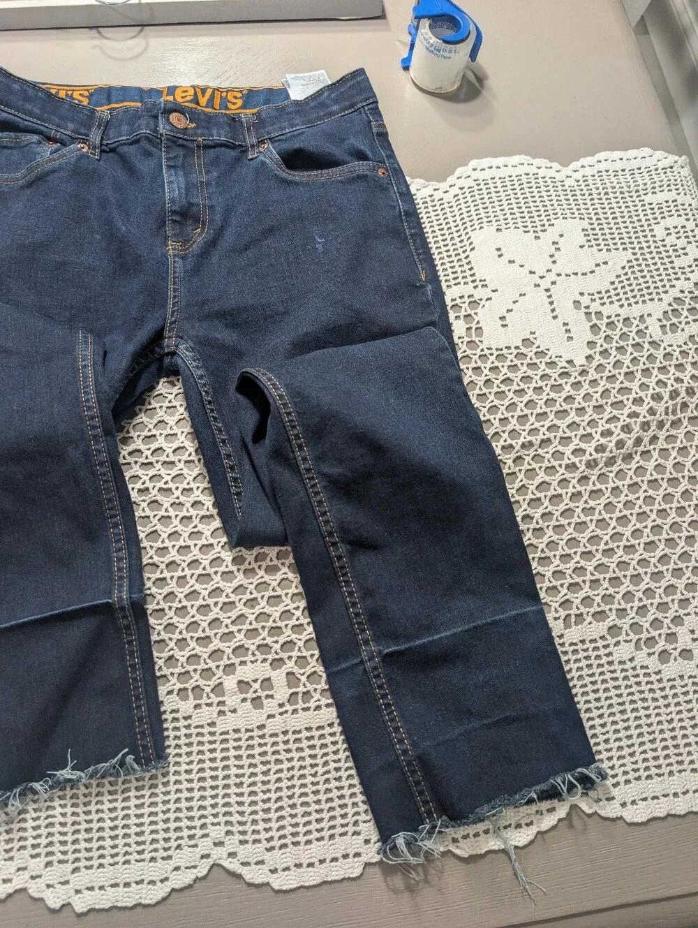 Levis Dark Blue Denim Jeans - Classic Straight Fit Boys Size 20, 30X32